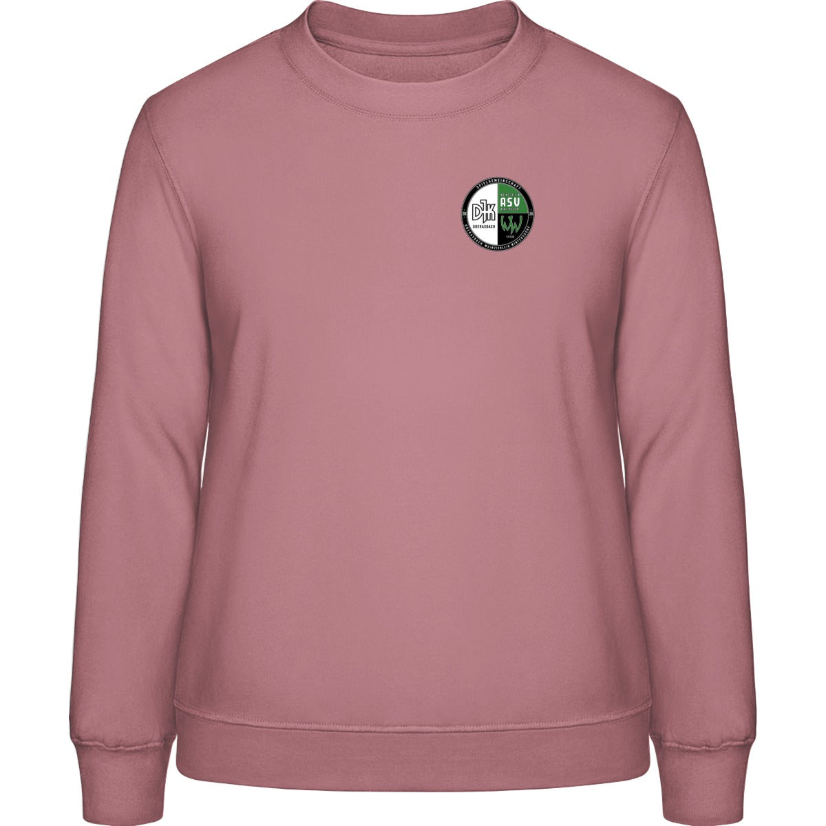 AWDis Sweat Basic Sweatshirt Damen JH030F – Vereinslogo herzseitig Dusty Pink Vorderseite