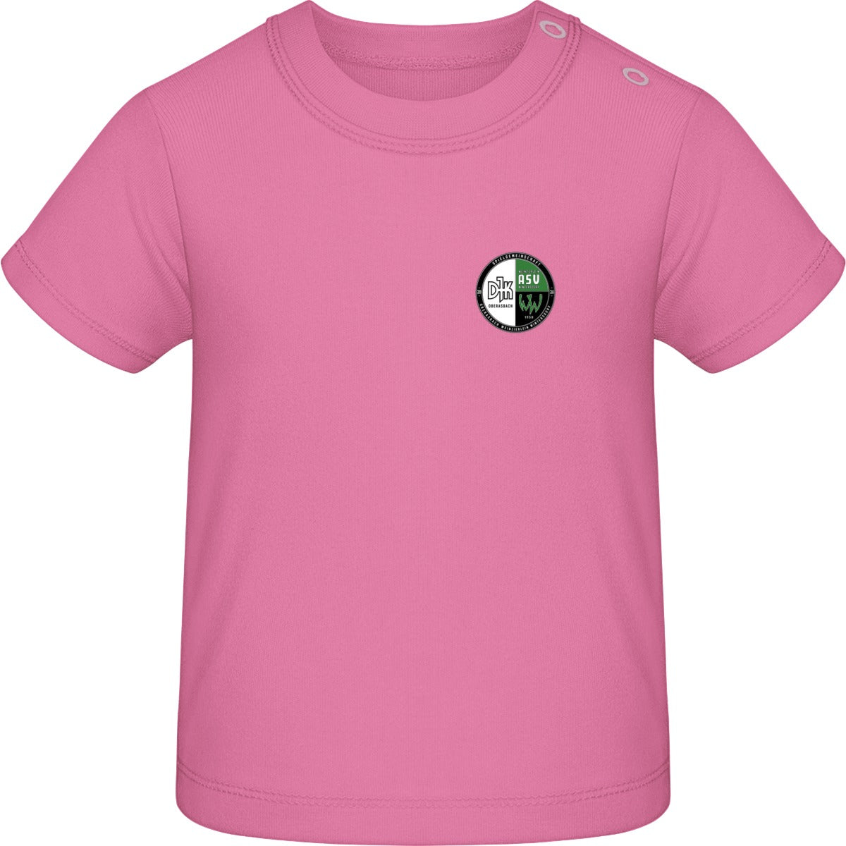 Baby T-Shirt BZ02 – Vereinslogo herzseitig Bubble Gum Pink Vorderseite