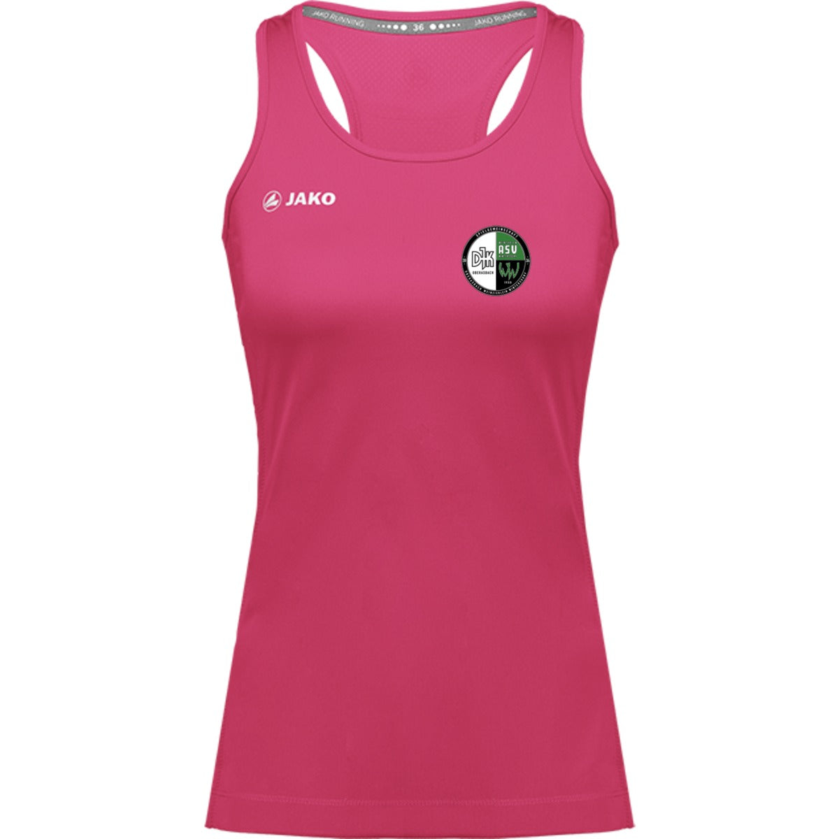 6075W-Womens-Tank – Vereinslogo herzseitig Pink Vorderseite