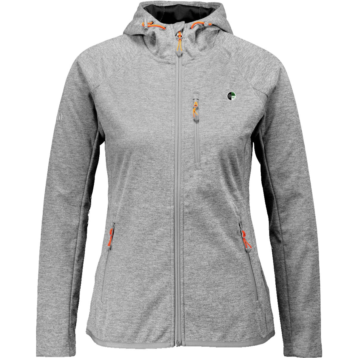 7605W-Damen-Softshell – Vereinslogo herzseitig Grau Meliert Vorderseite