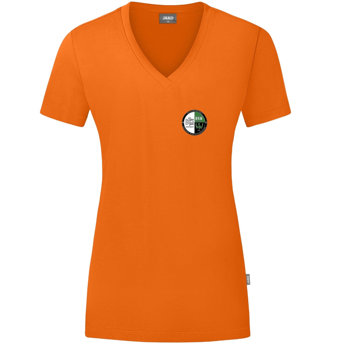 JAKO Damen T-Shirt Organic C6120W – Vereinslogo herzseitig Orange Vorderseite