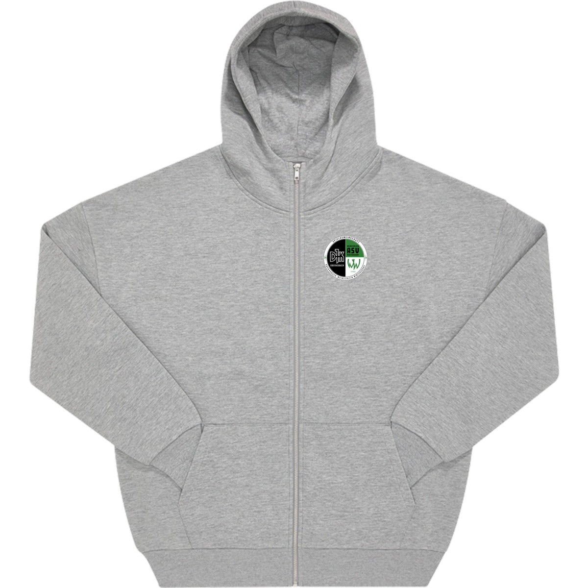 Influence Zip Hood WG003 – Vereinslogo herzseitig Sport Grey Heather Vorderseite
