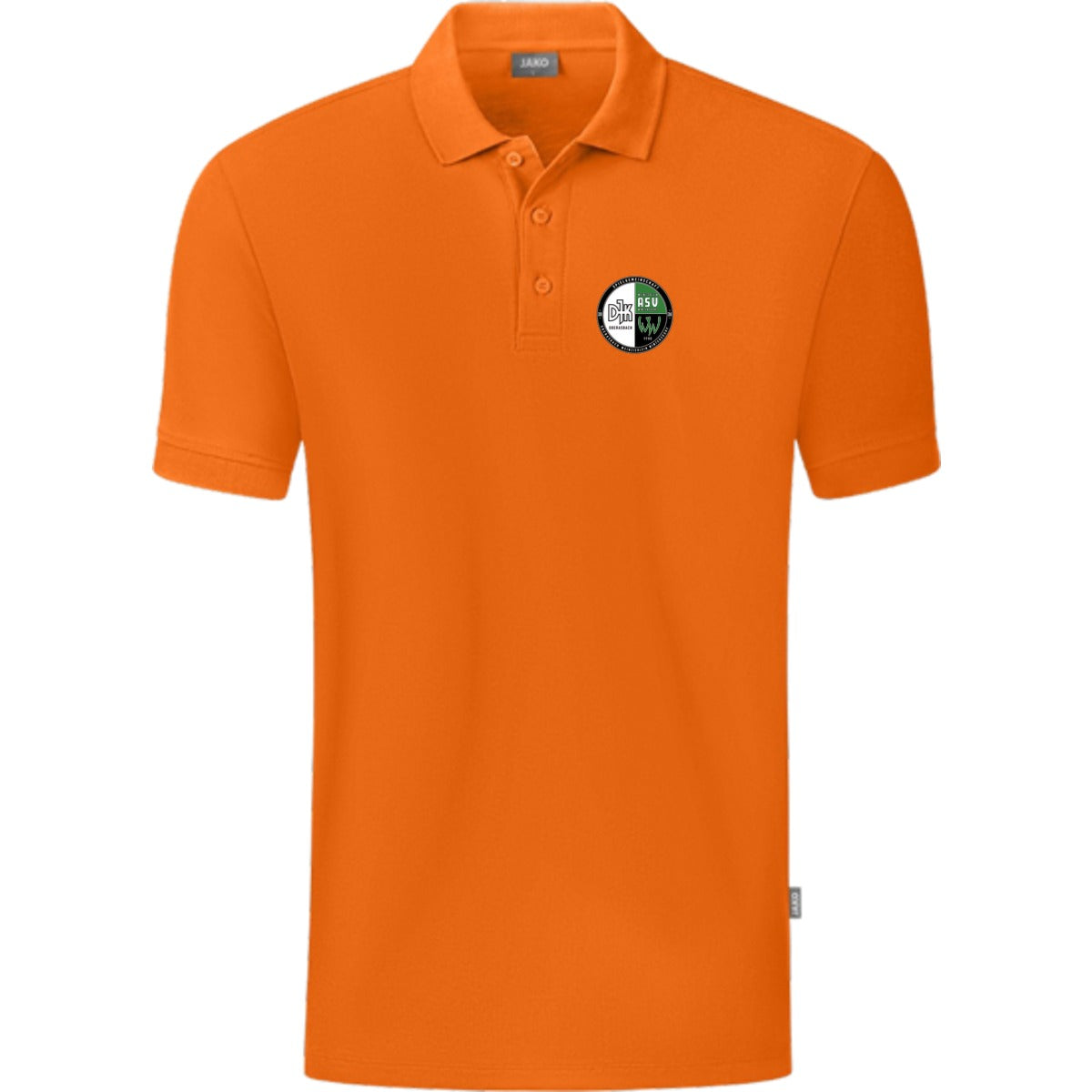 JAKO Polo Organic C6320 – Vereinslogo herzseitig Orange Vorderseite