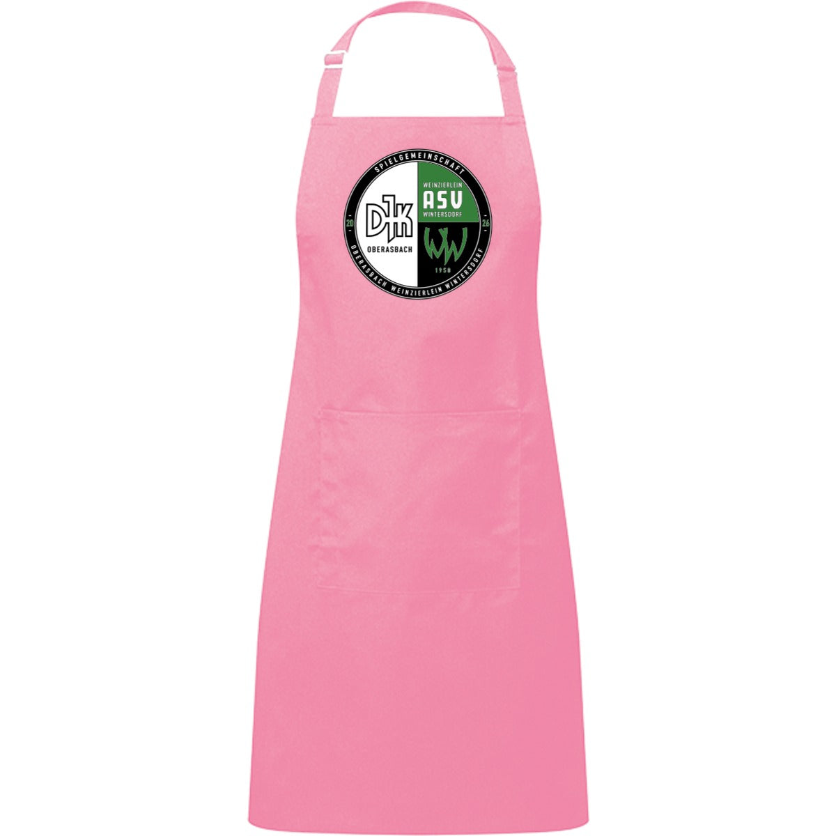 Kochschürze mit Tasche PR154 – Vereinslogo mittig groß Pink Vorderseite
