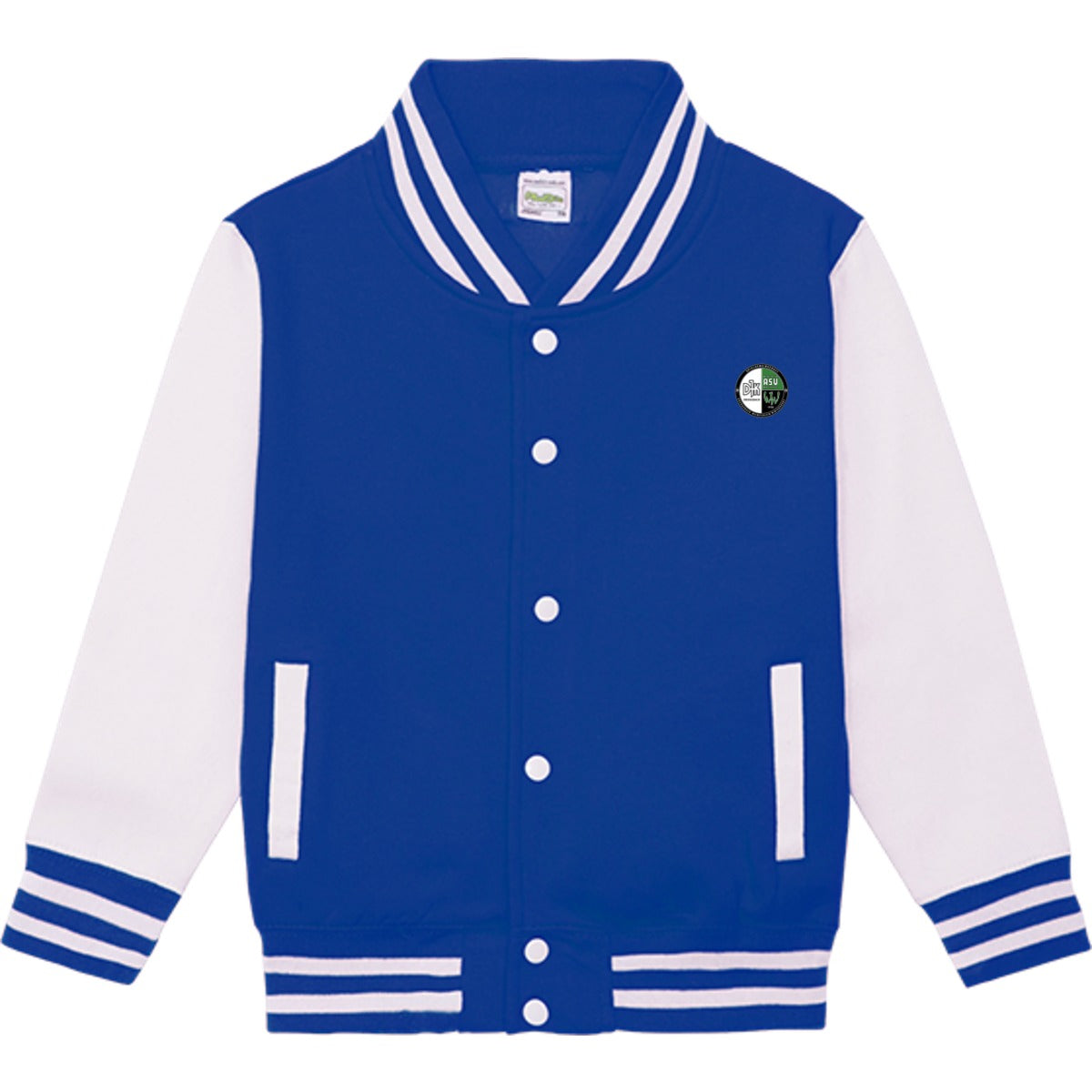 Sweat Collegejacke Kinder JH043K – Vereinslogo herzseitig Royal Blue/White Vorderseite
