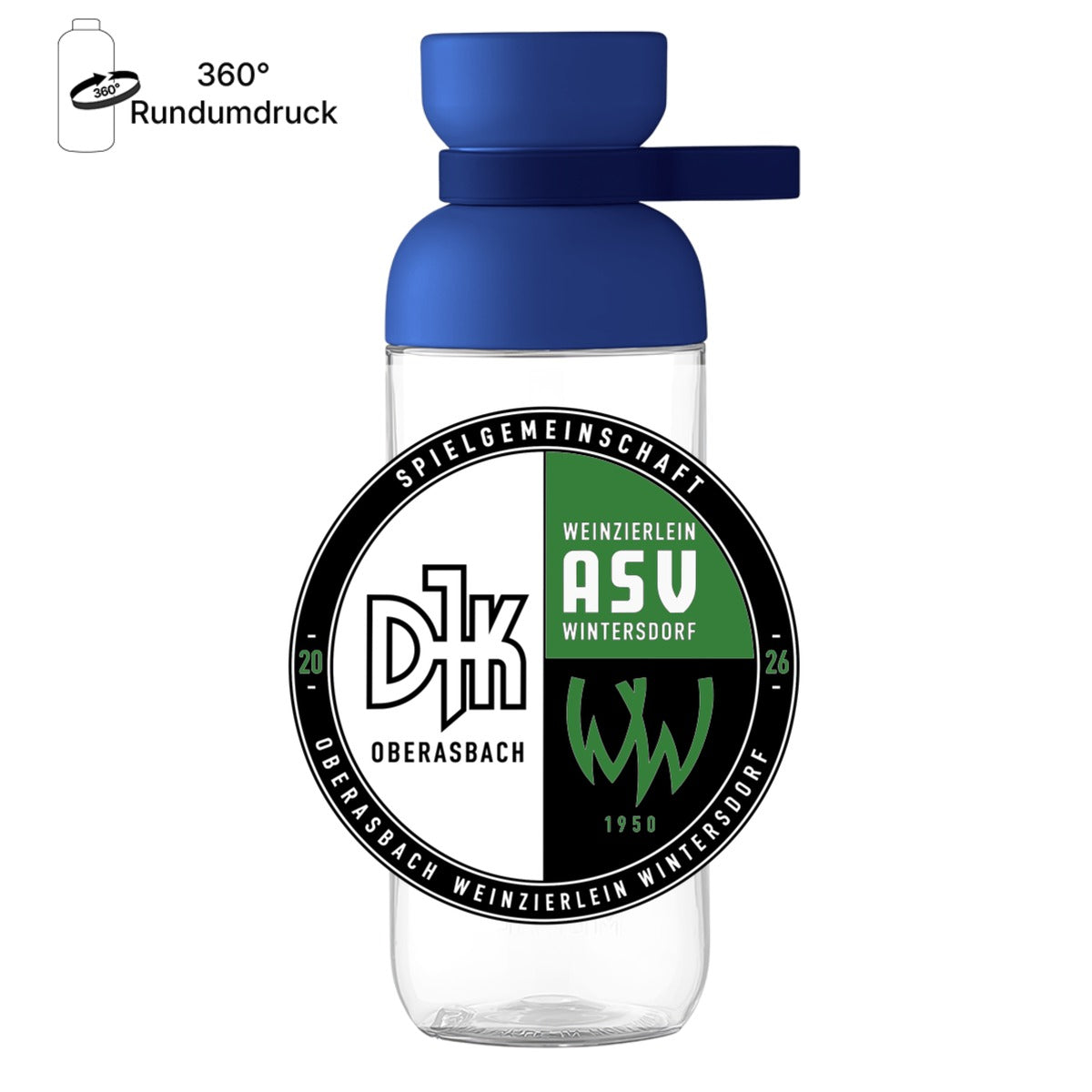 Trinkflasche Vita Mepal TF01 – Vereinslogo mittig groß Vivid Blue Vorderseite