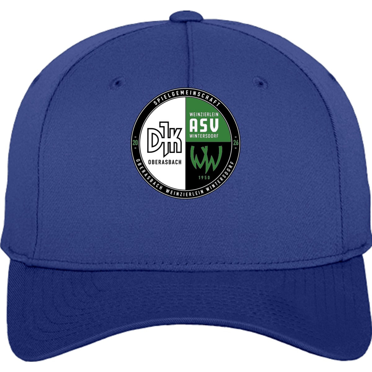 Flexfit 5 Panel Baseball Cap FX6560 – Vereinslogo mittig groß Royal Vorderseite