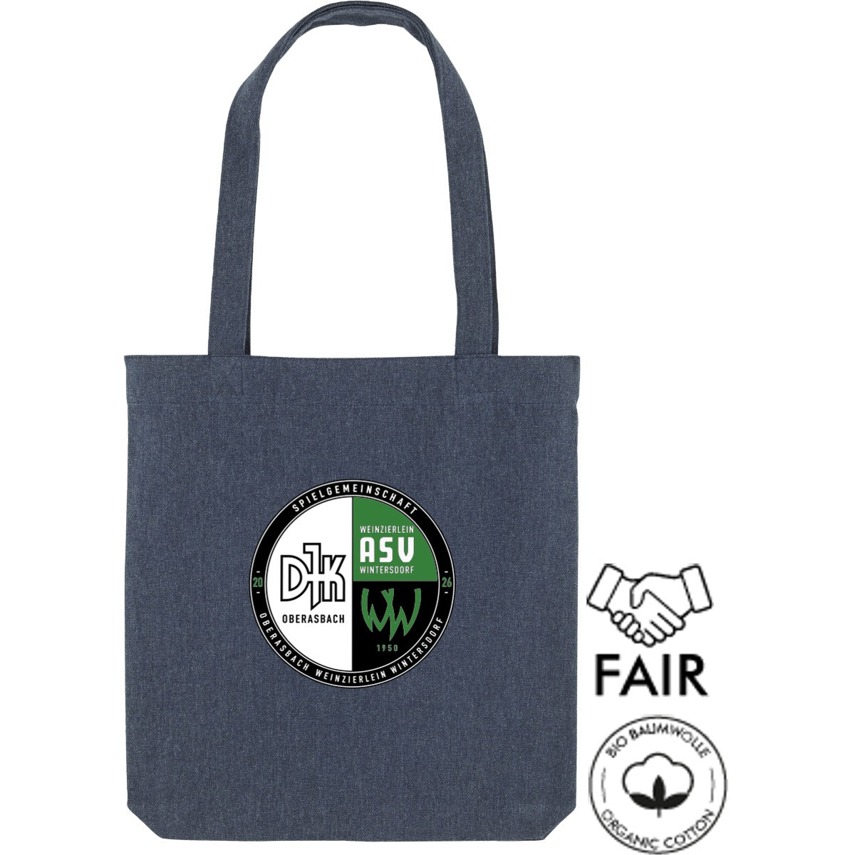 Tote Bag STAU760 Nachhaltige Stofftasche – Vereinslogo mittig groß Midnight Blue Vorderseite