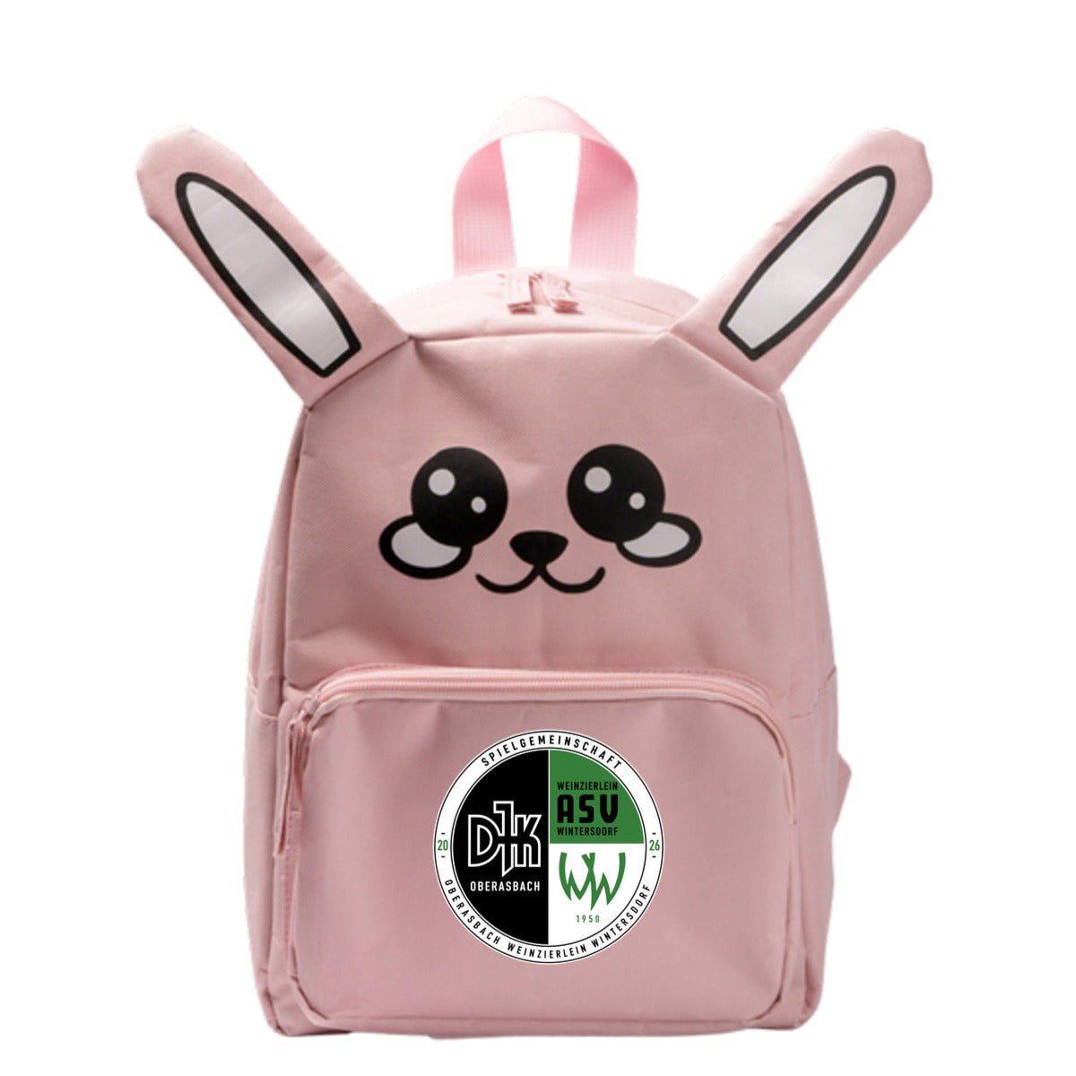 Personalisierter Kindergarten Rucksack BINGO 1710 – Vereinslogo mittig groß Light Pink Vorderseite
