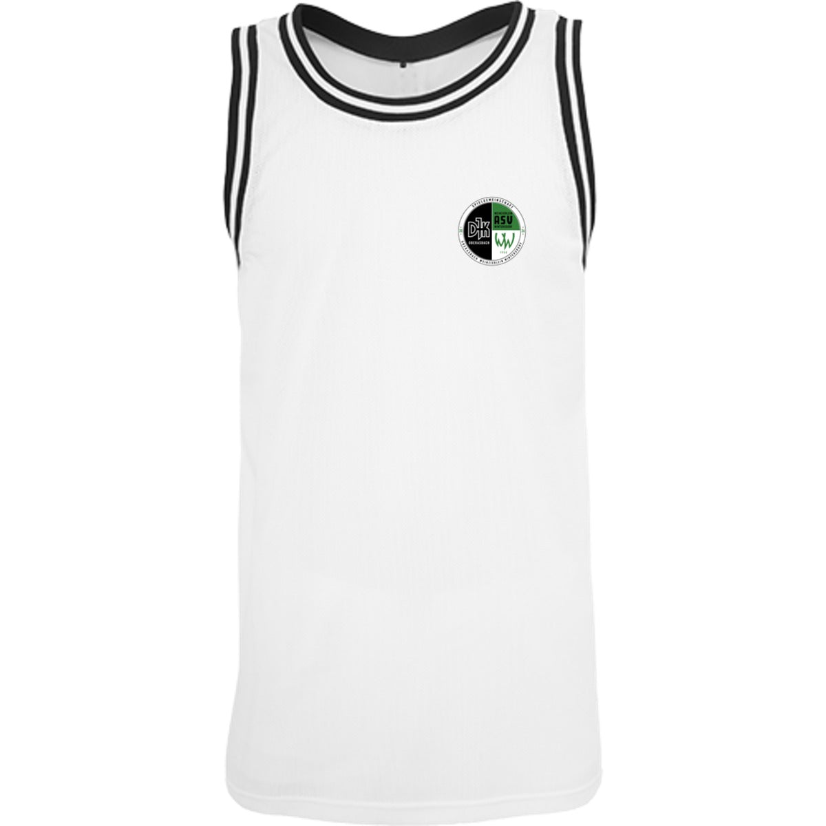 BY009-Mesh-Tank-Top – Vereinslogo herzseitig Weiß/Schwarz Vorderseite