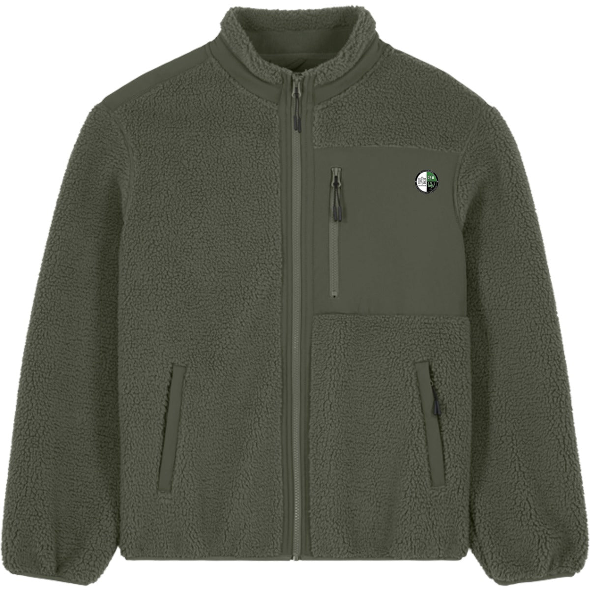 Warme Sherpa Unisex Jacke Brooker STJU248 – Vereinslogo herzseitig Khaki Vorderseite