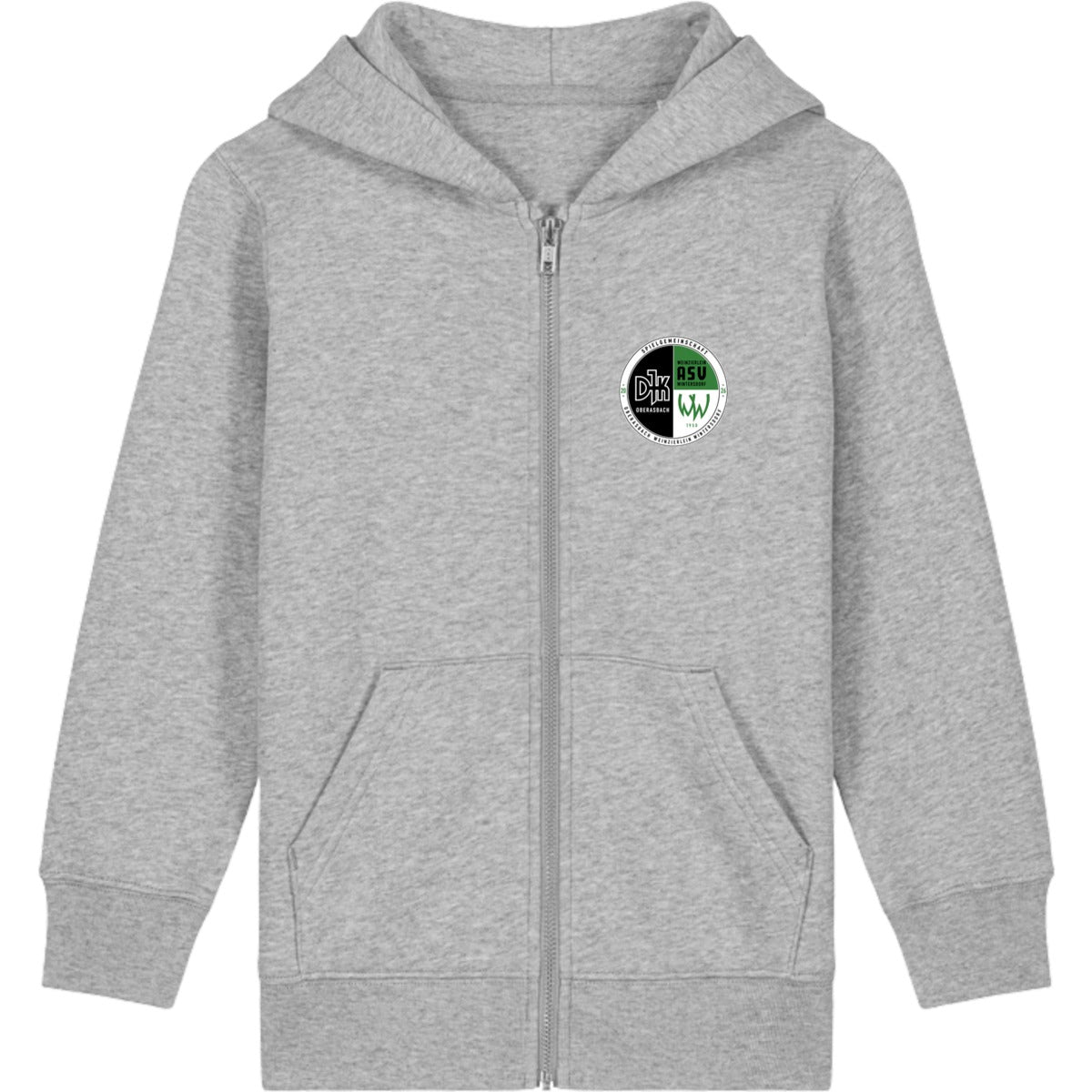 Kinder Hoodie mit Reißverschluss Mini Cultivator 2.0 STSK182 – Vereinslogo herzseitig Heather Grey Vorderseite