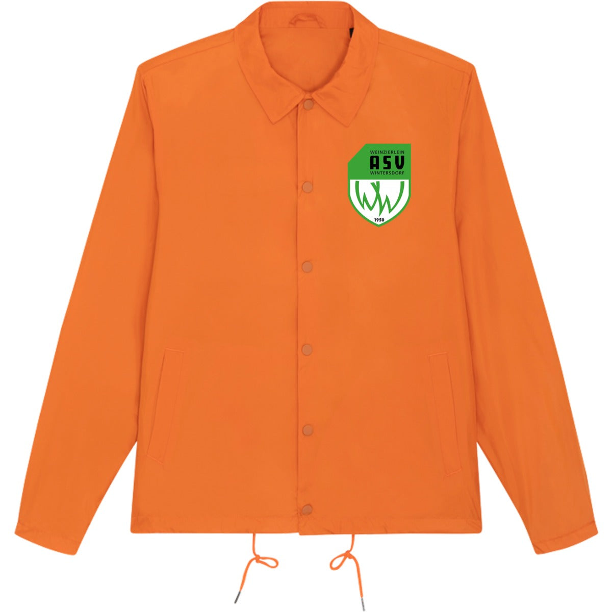 Leichte Unisex Coachjacke Coacher STJU833 – ASV-Wappen herzseitig Flame Orange Vorderseite