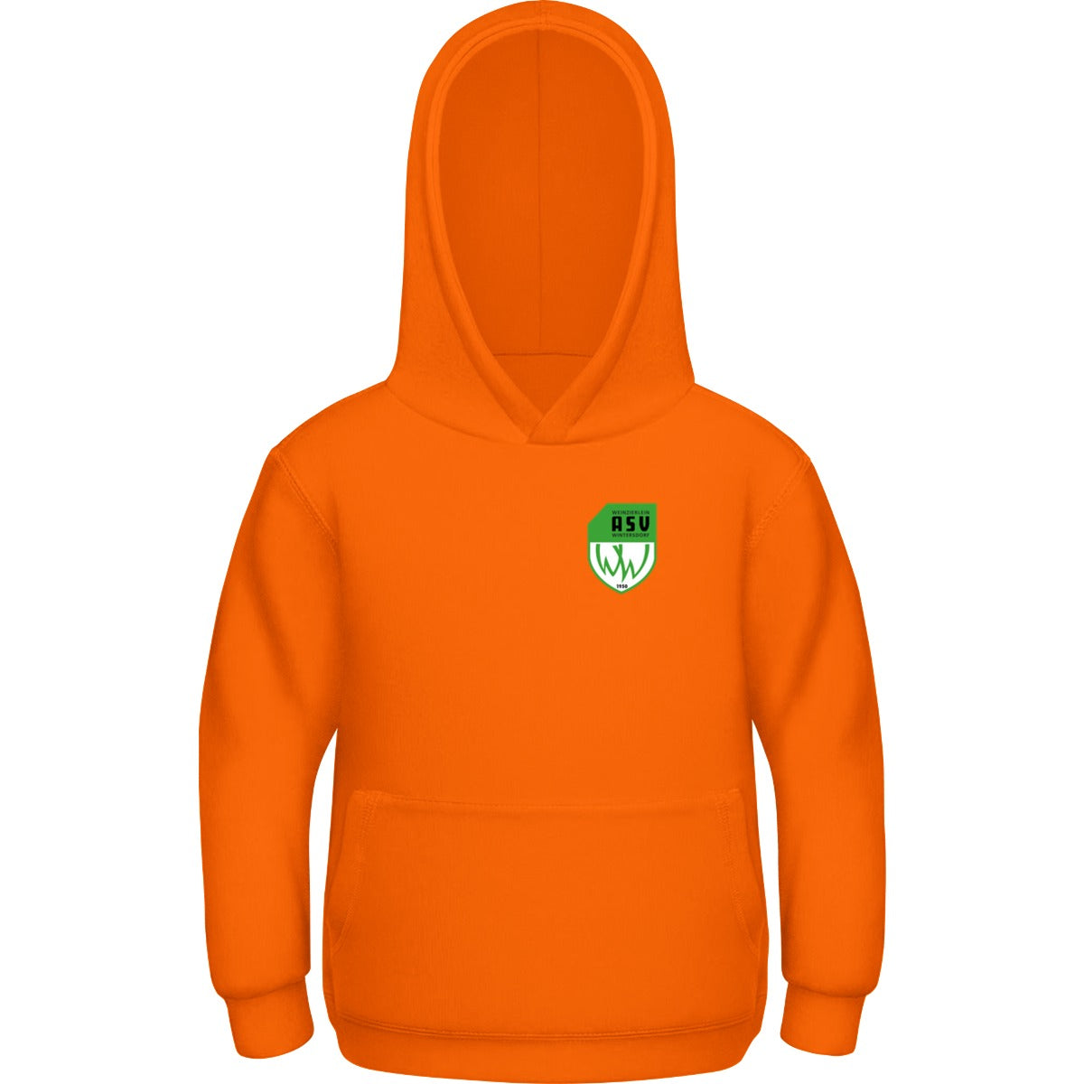 Basic Kinder Hoodie JH001K – ASV-Wappen herzseitig Orange Crush Vorderseite