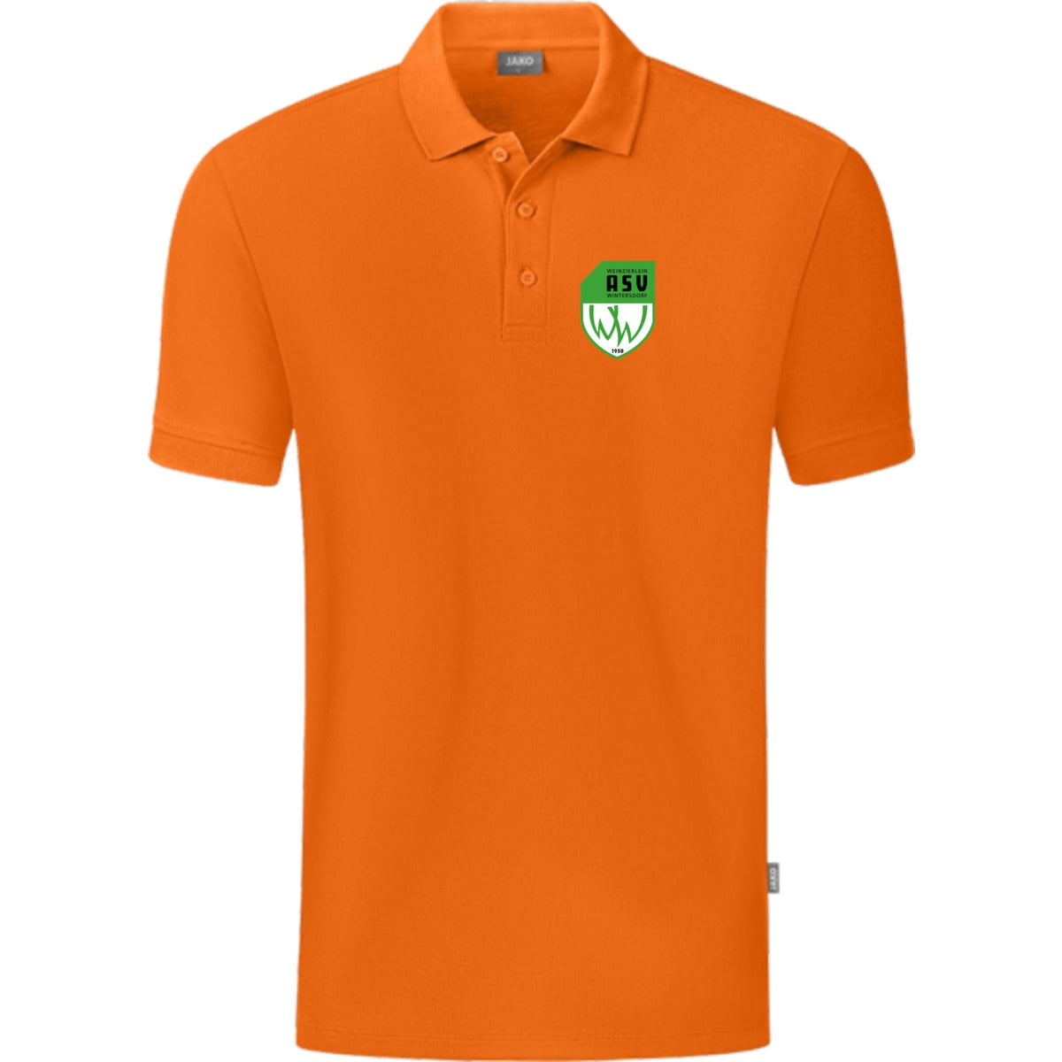 JAKO Polo Organic C6320 – ASV-Wappen herzseitig Orange Vorderseite