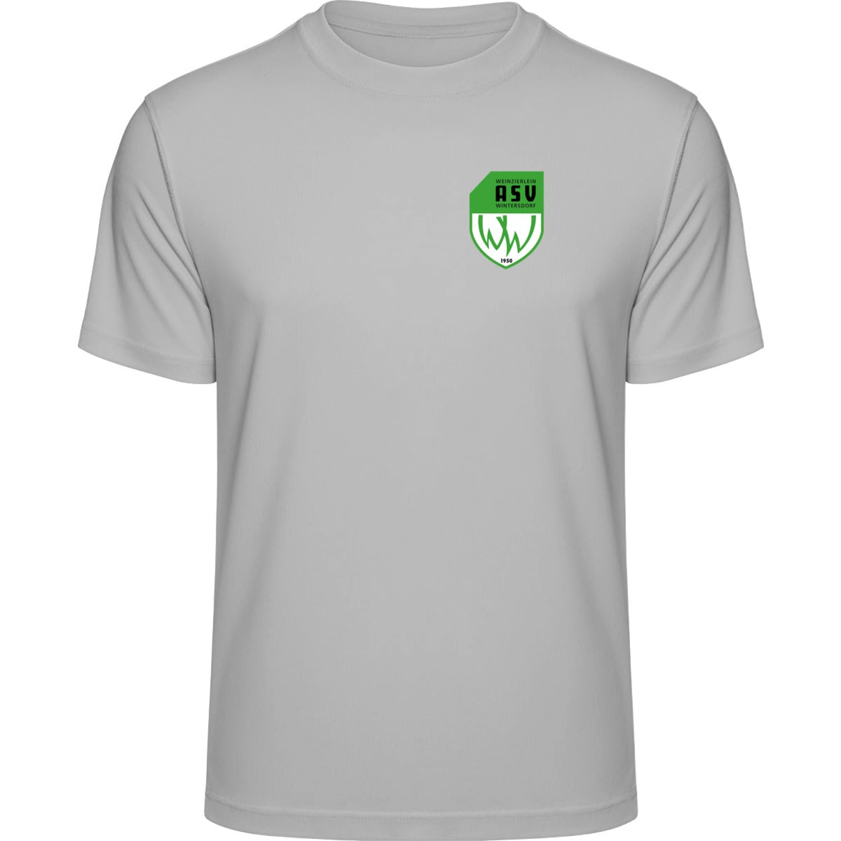 Recycled Performance T-Shirt TR501 – ASV-Wappen herzseitig Silver Melange Vorderseite