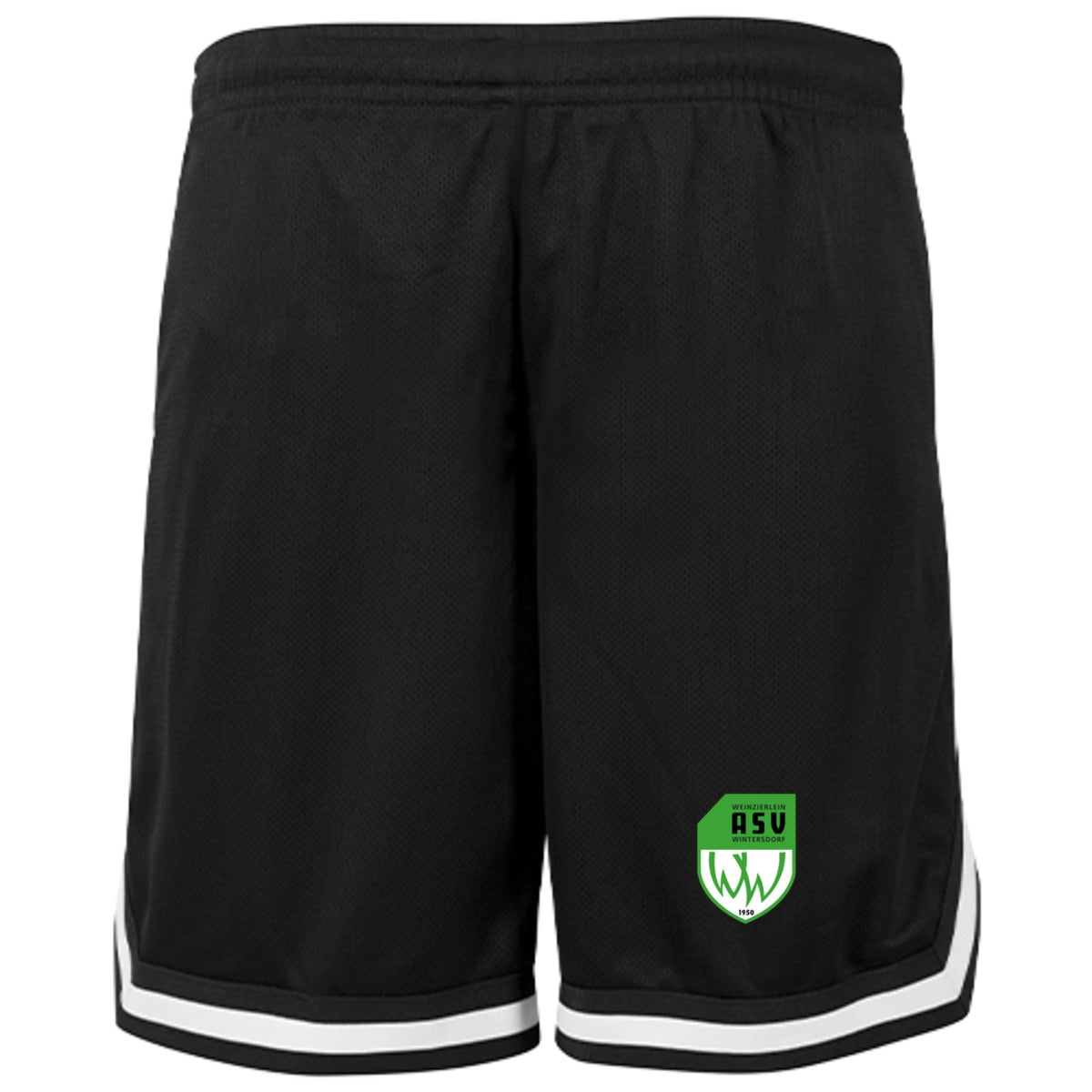 BY047-Shorts – ASV-Wappen am Bein Schwarz/Weiss Vorderseite