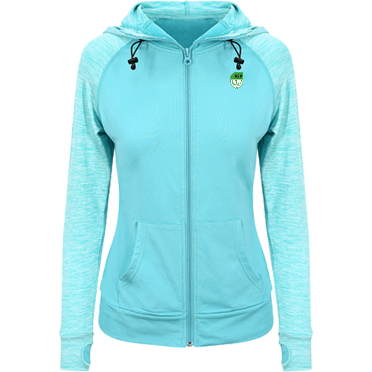 JC058-Womens-Zoodie – ASV-Wappen herzseitig Ocean/Ocean Melange Vorderseite