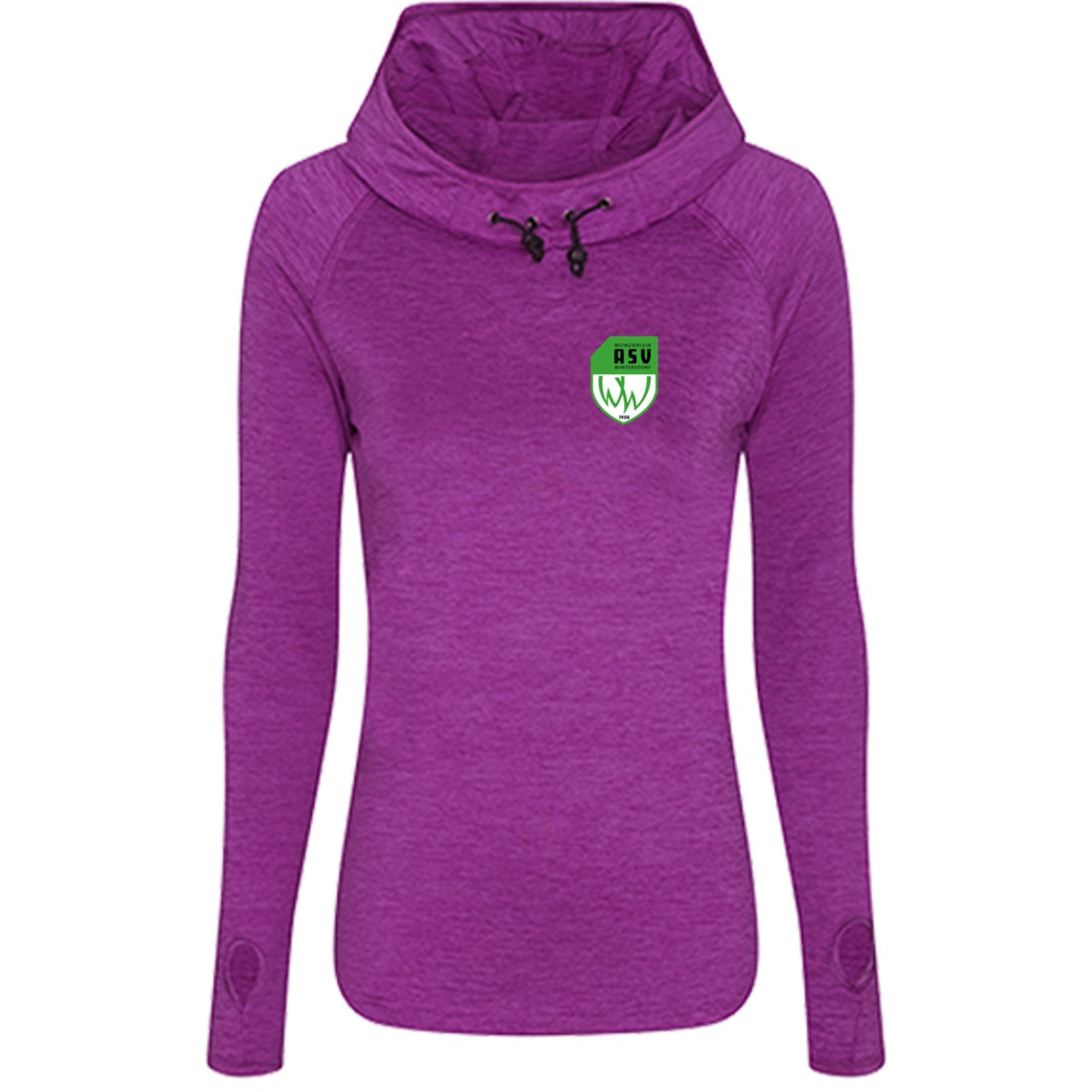 JC038-Womens-Cowl – ASV-Wappen herzseitig Raspberry Melange Vorderseite