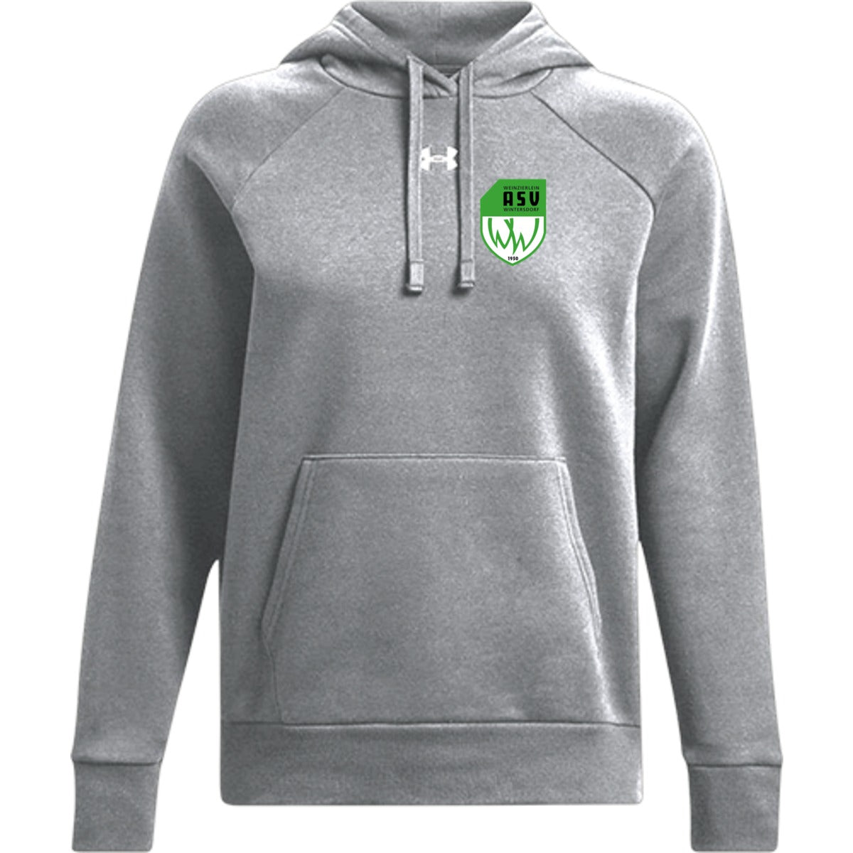 UA Rival + Fleece Hoodie für Damen UA002W 1379500 – ASV-Wappen herzseitig Steel Medium Heather Vorderseite