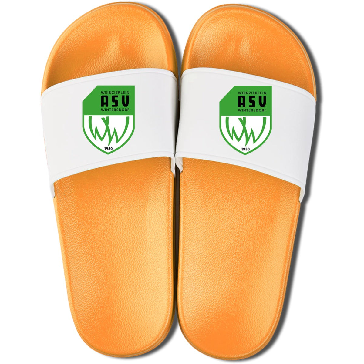 Badelatschen Schlappe BL756 – ASV-Wappen mittig groß Gelb/Weiß Vorderseite