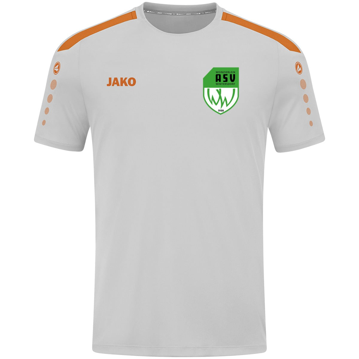 4223M-Power-Men – ASV-Wappen herzseitig Soft Grey/Neonorange Vorderseite