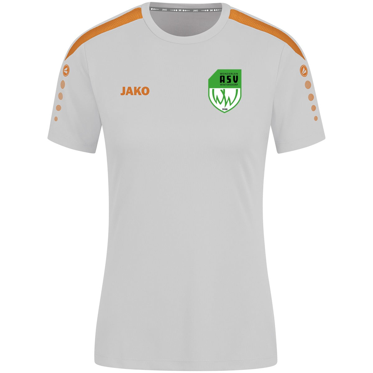 4223W-Power-Women – ASV-Wappen herzseitig Soft Grey/Neonorange Vorderseite