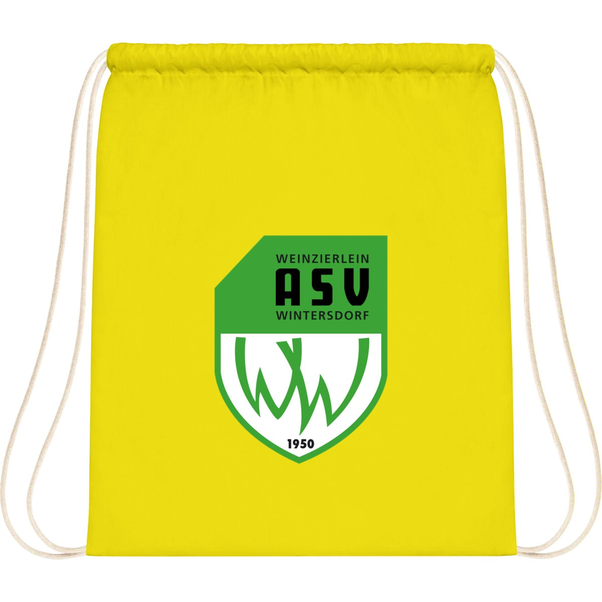 WM110-Cotton-Gymsac – ASV-Wappen mittig groß Yellow Vorderseite