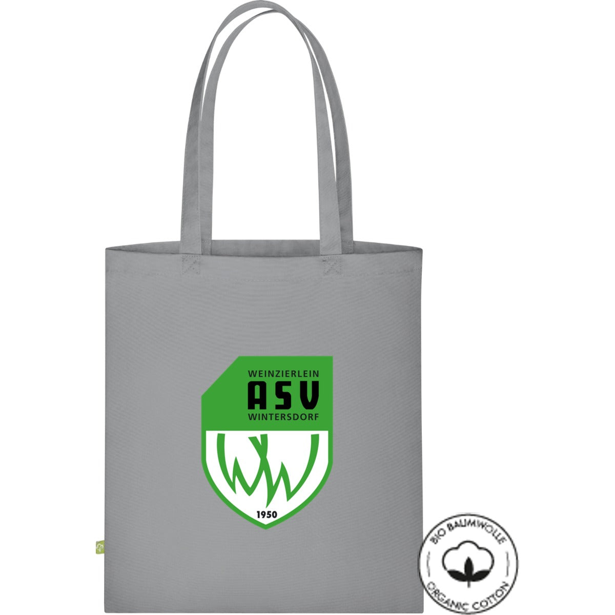 Tasche Bio Baumwolle WM261 – ASV-Wappen mittig groß Light Grey Vorderseite
