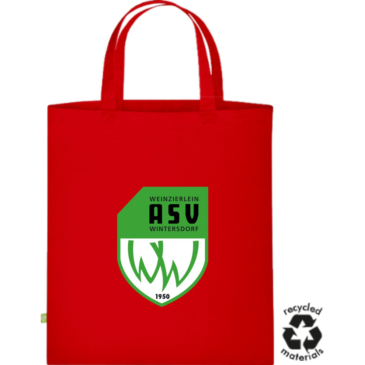 Henkeltasche aus recycelter Baumwolle XT550 – ASV-Wappen mittig groß Red Vorderseite