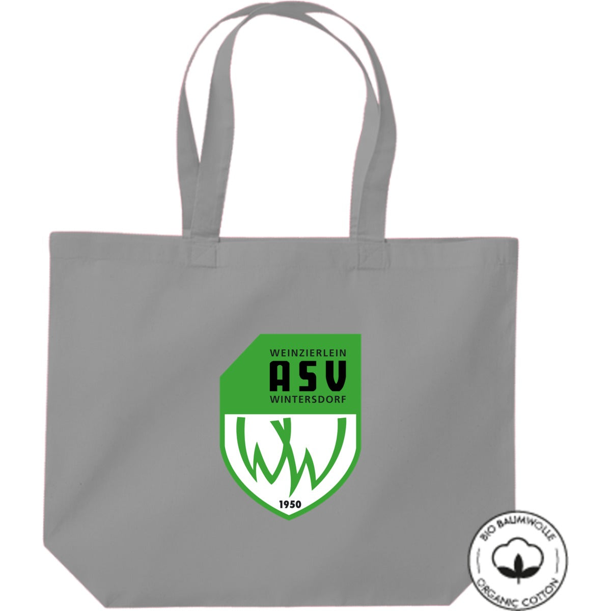 Shopper Einkaufstasche Bio Baumwolle WM265 – ASV-Wappen mittig groß Light Grey Vorderseite