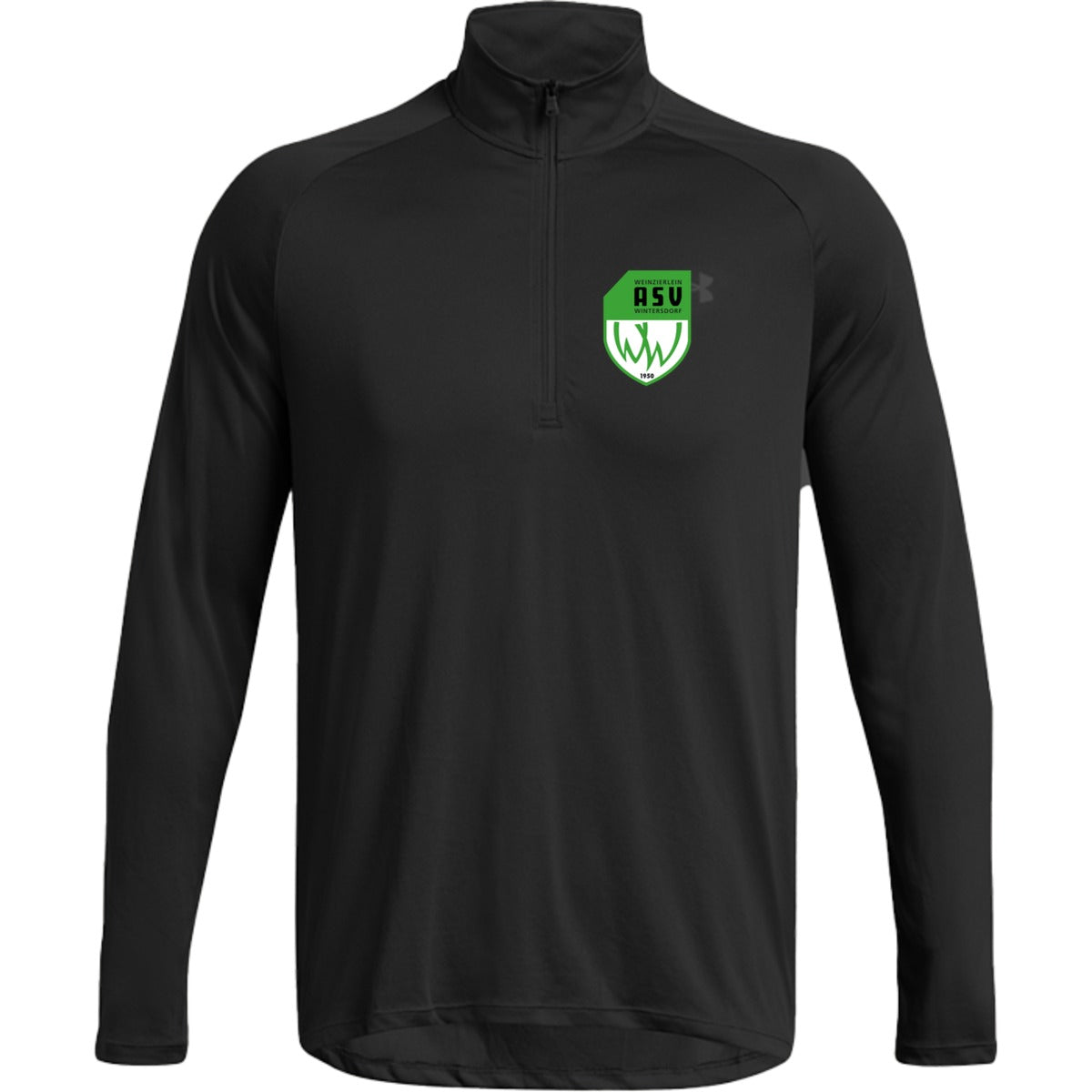 Herren UA Tech 2.0 Langarm-Oberteil mit ½ Zip UA004 1328495 – ASV-Wappen herzseitig Black Vorderseite