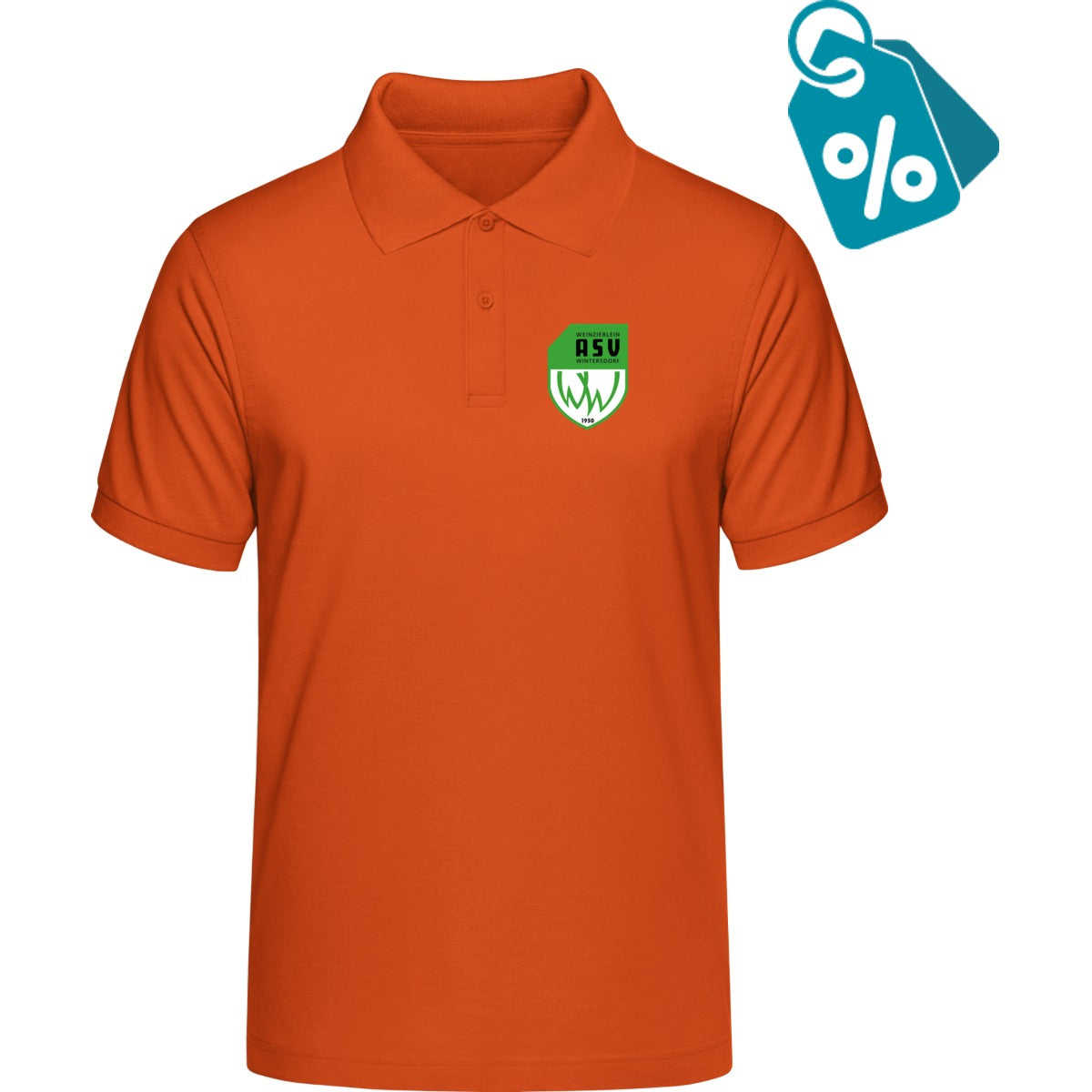 B&C Unisex Polo ID 001 BCPUI10 – ASV-Wappen herzseitig Orange Vorderseite