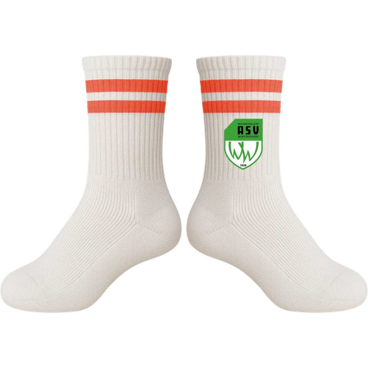 Tennis Socks Kids Socken für Kinder L05004K – ASV-Wappen mittig groß White/Orange Vorderseite