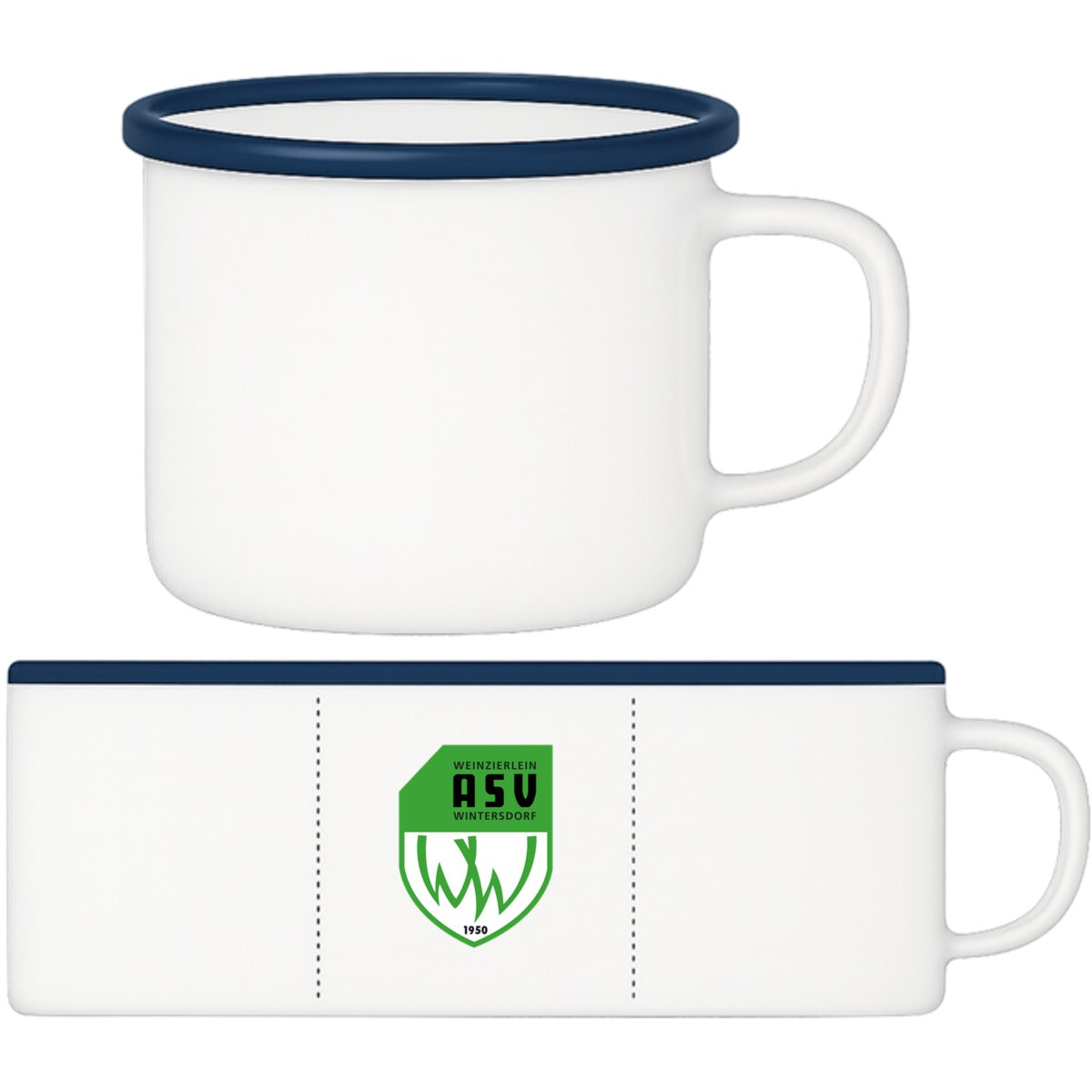 Emaille Tasse EMAILLE-12N – ASV-Wappen mittig groß Blau Vorderseite