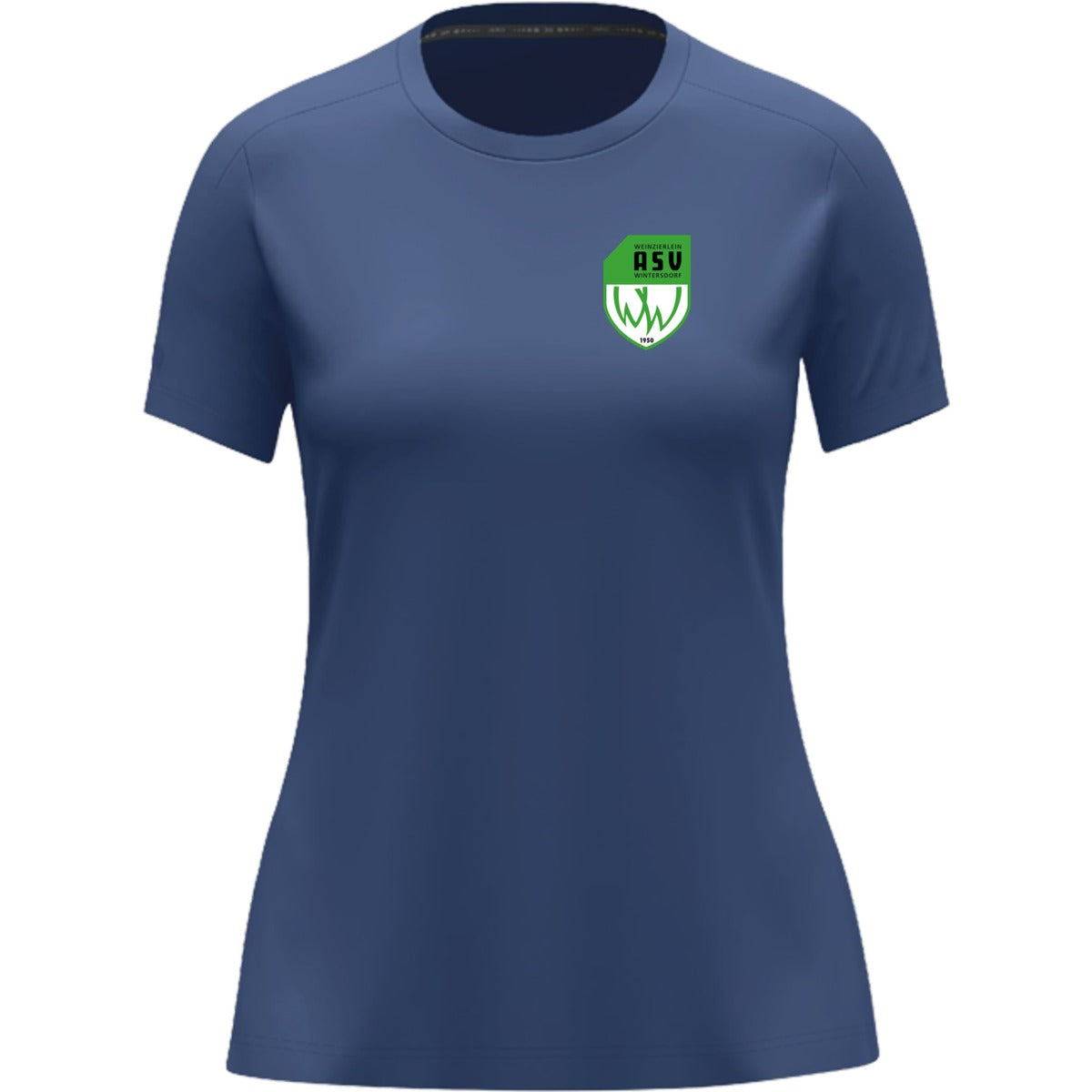 JAKO T-Shirt Uni Damen 6105D – ASV-Wappen herzseitig nachtblau Vorderseite