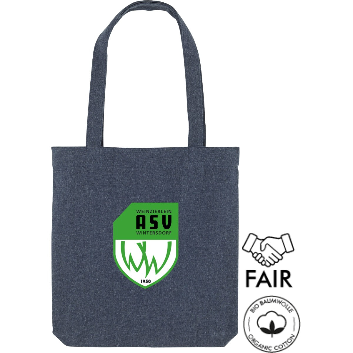 Tote Bag STAU760 Nachhaltige Stofftasche – ASV-Wappen mittig groß Midnight Blue Vorderseite