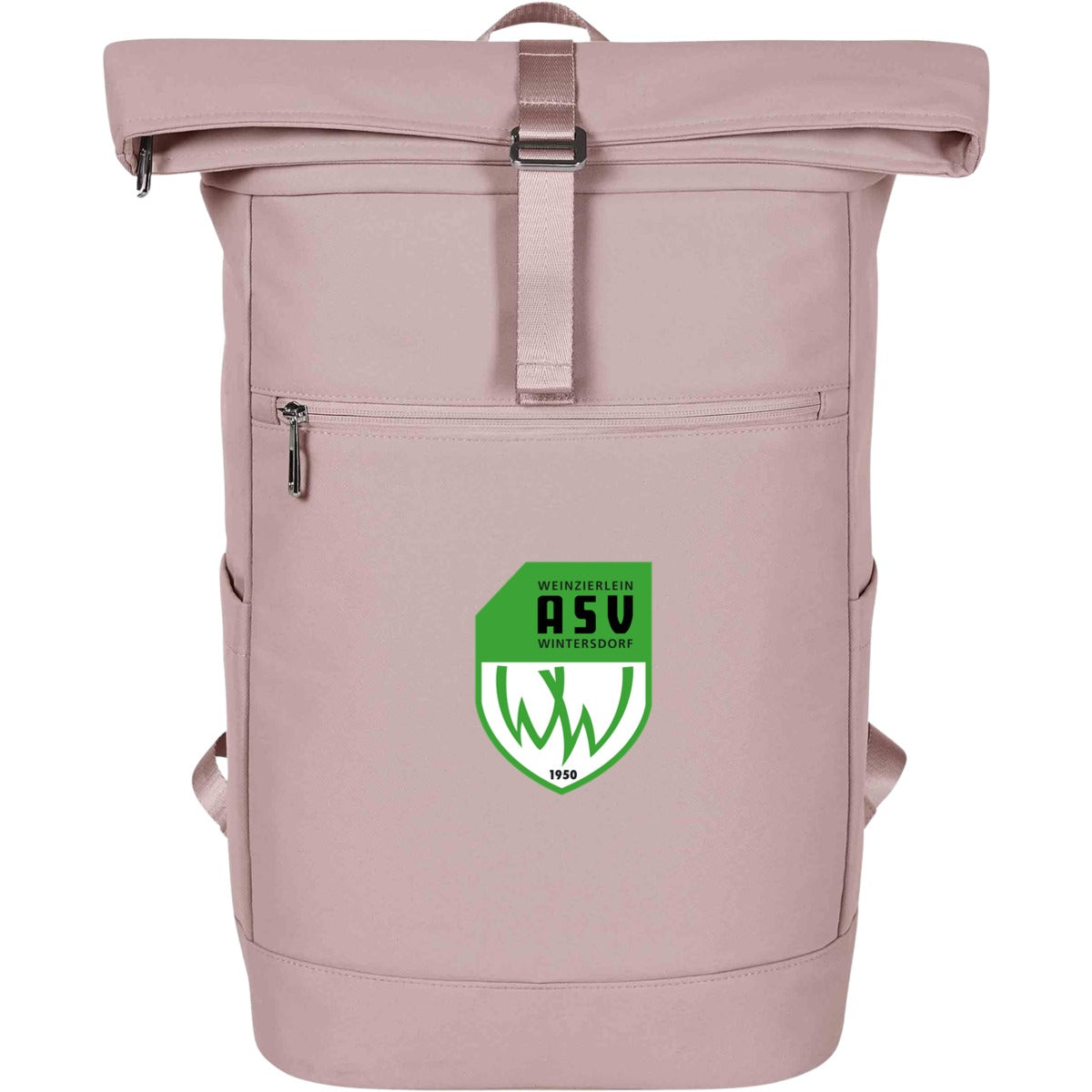 Stylischer Rolltop Laptop Rucksack Star HF18061 – ASV-Wappen mittig groß Old Pink Vorderseite