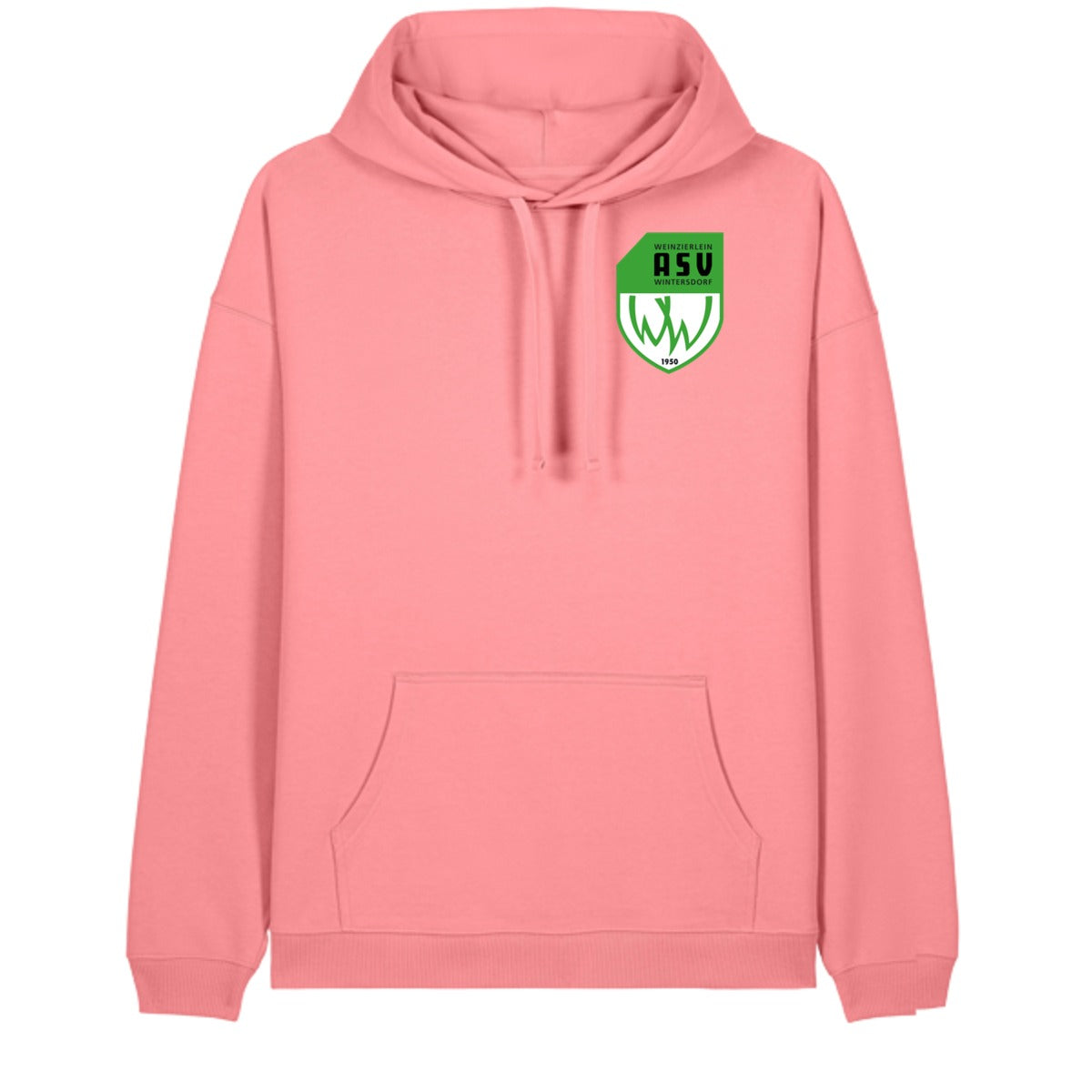 Oversize-Hoodie aus Bio-Baumwolle Slammer 2.0 STSU209 – ASV-Wappen herzseitig Pink Joy Vorderseite