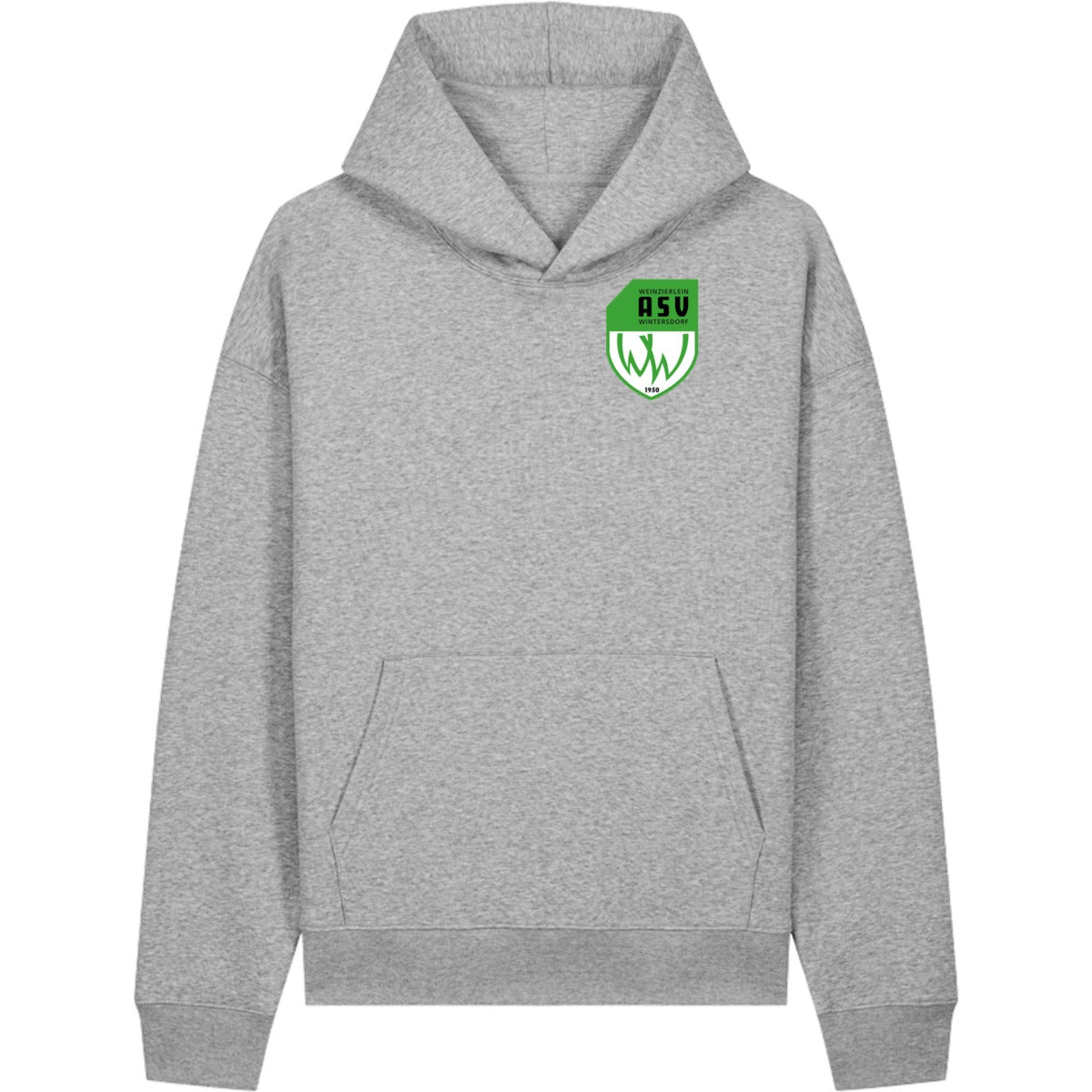 Lässiger Kapuzenpullover Chaser Unisex Hoodie STSU077 – ASV-Wappen herzseitig Heather Grey Vorderseite