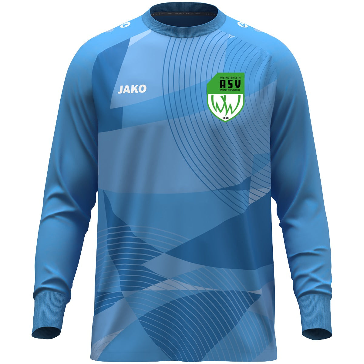 JAKO Torwart Trikot River aus recyceltem Polyester 8946 – ASV-Wappen herzseitig Skyblue Vorderseite
