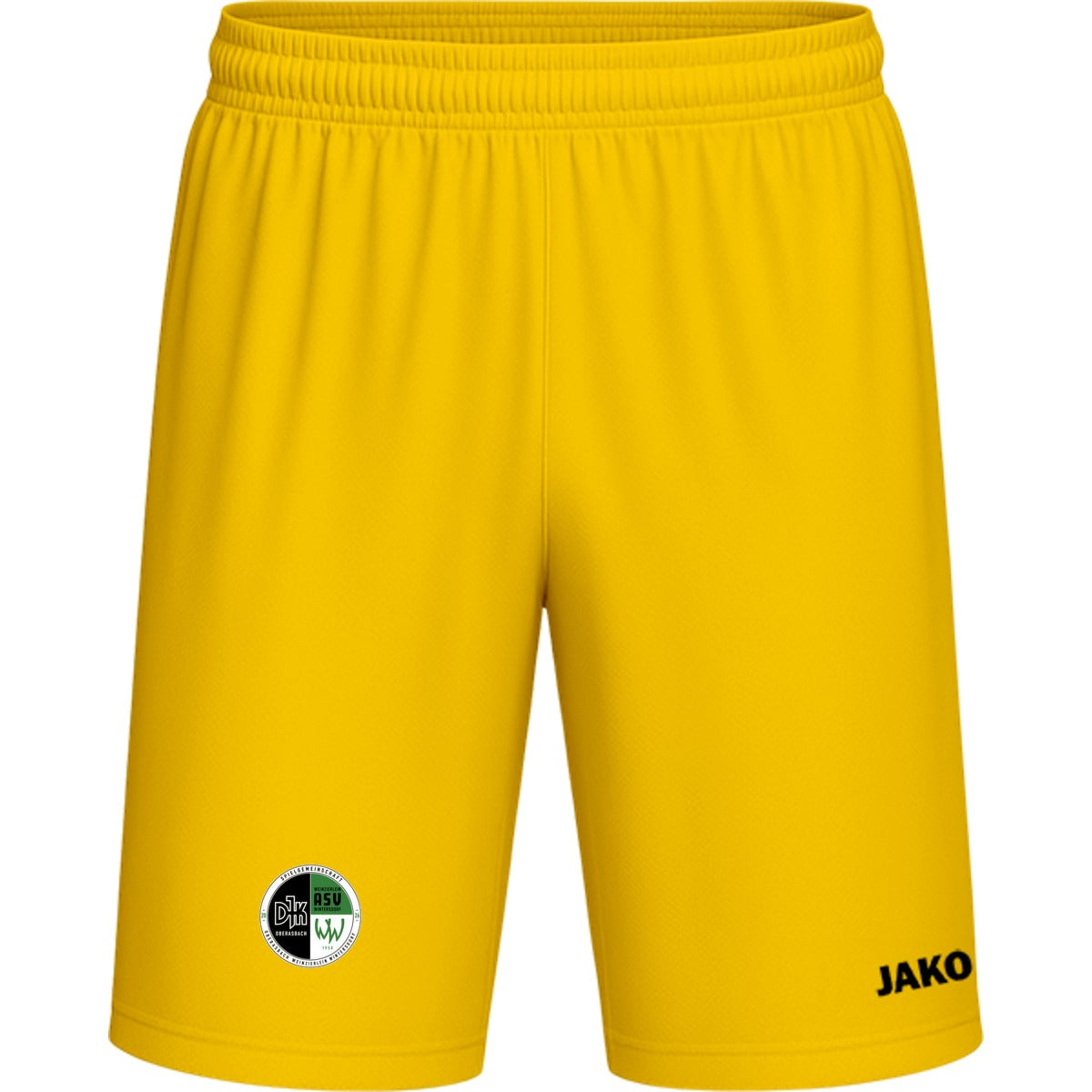 Sporthose Kids Manchester 2.0 Fußball Shorts gestalten 4400K – Vereinslogo am Bein Gelb Vorderseite