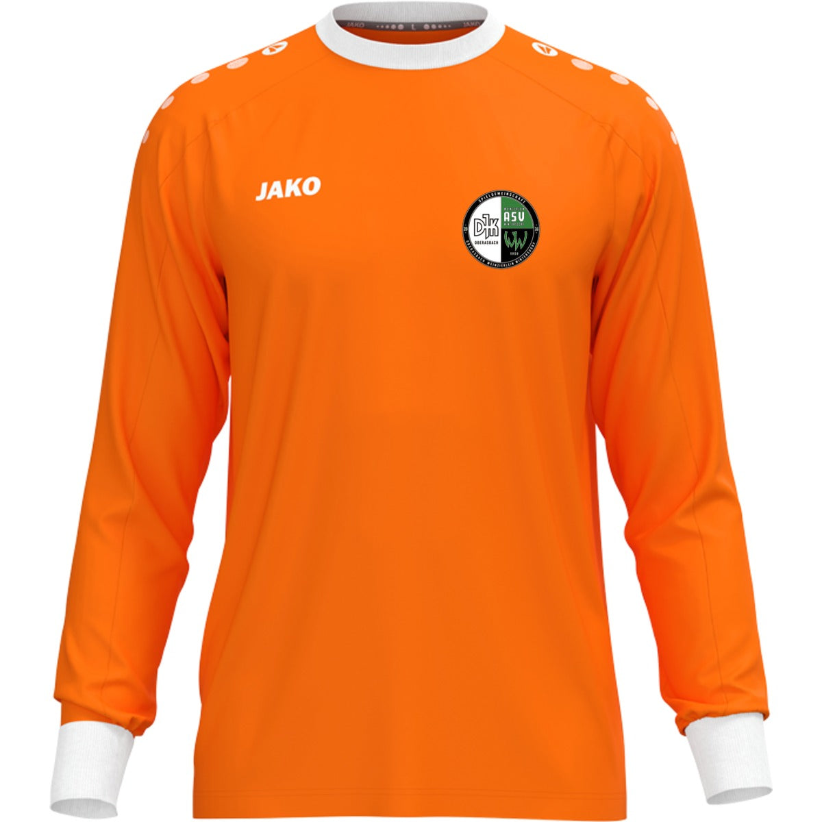 JAKO Torwart Trikot One für Kinder 8900K – Vereinslogo herzseitig Neonorange Vorderseite