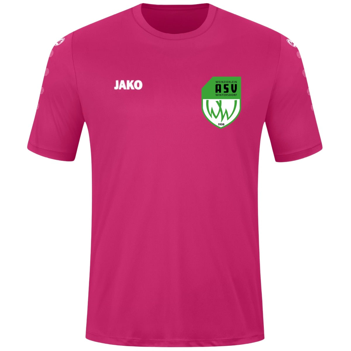JAKO Kinder Trikot Team Kurzarm 4233K – ASV-Wappen herzseitig deep pink Vorderseite