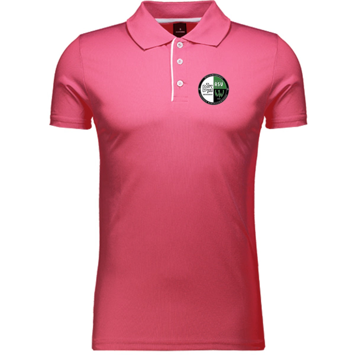 L542-Herren-Polo – Vereinslogo herzseitig Neon Coral Vorderseite