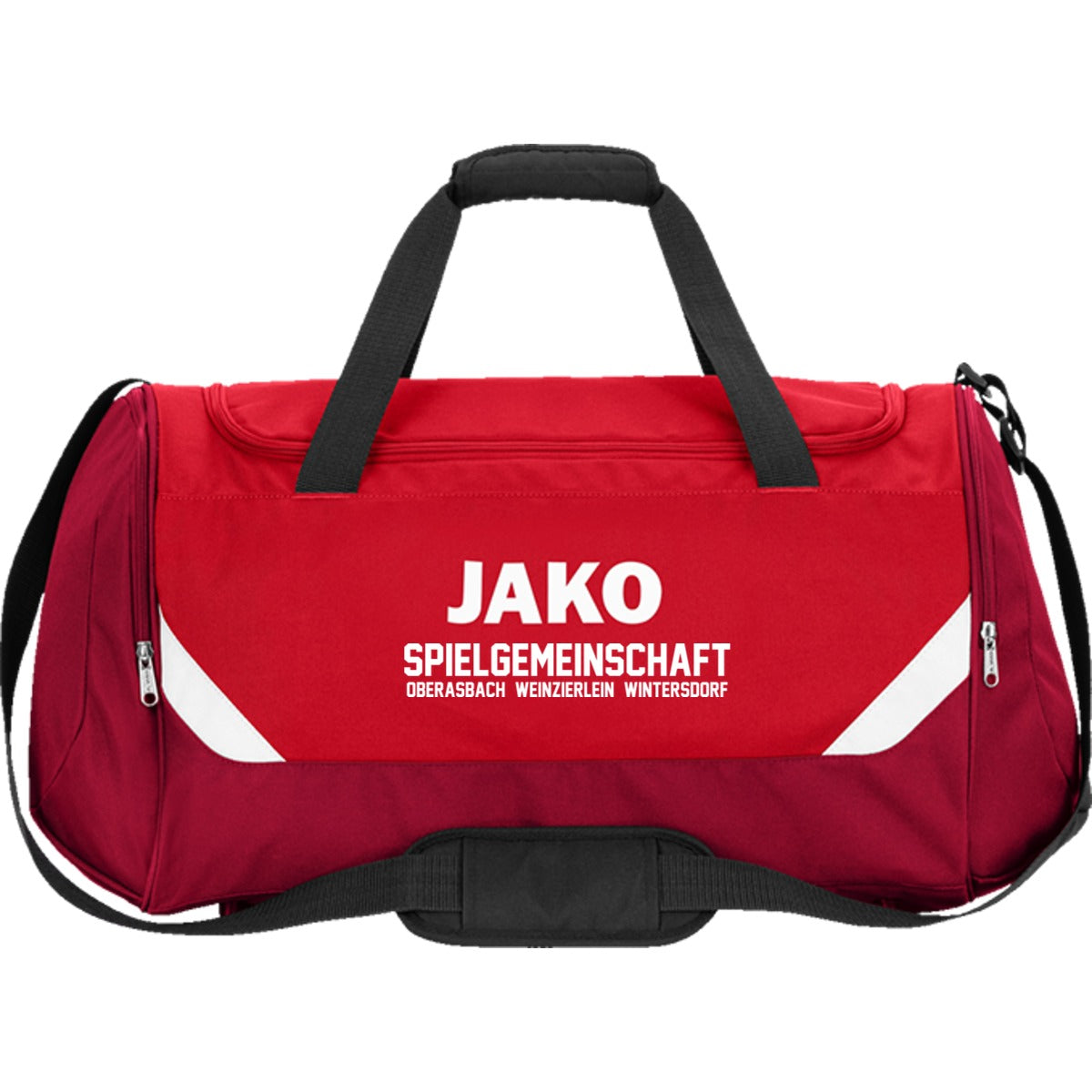 JAKO Sporttasche Iconic 1924 – Neues Design Rot/Weinrot Vorderseite