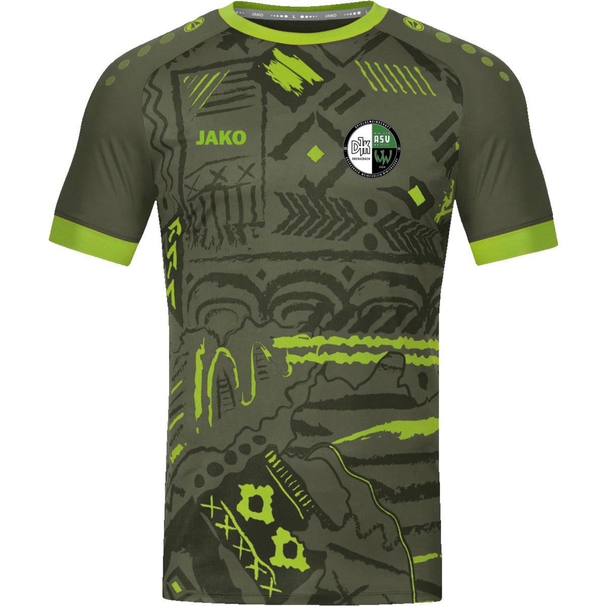 4211-Unisex-Tropicana – Vereinslogo herzseitig Khaki/Neongrün Vorderseite