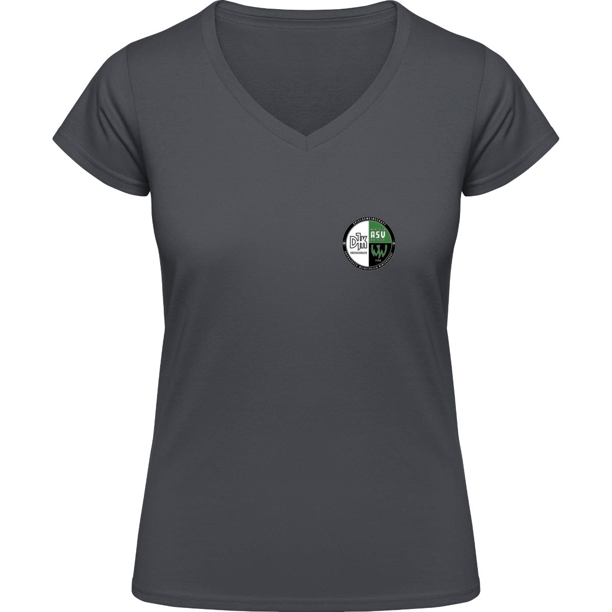 NO. 126 HAKRO DAMEN V-SHIRT CLASSIC – Vereinslogo herzseitig Anthrazit Vorderseite