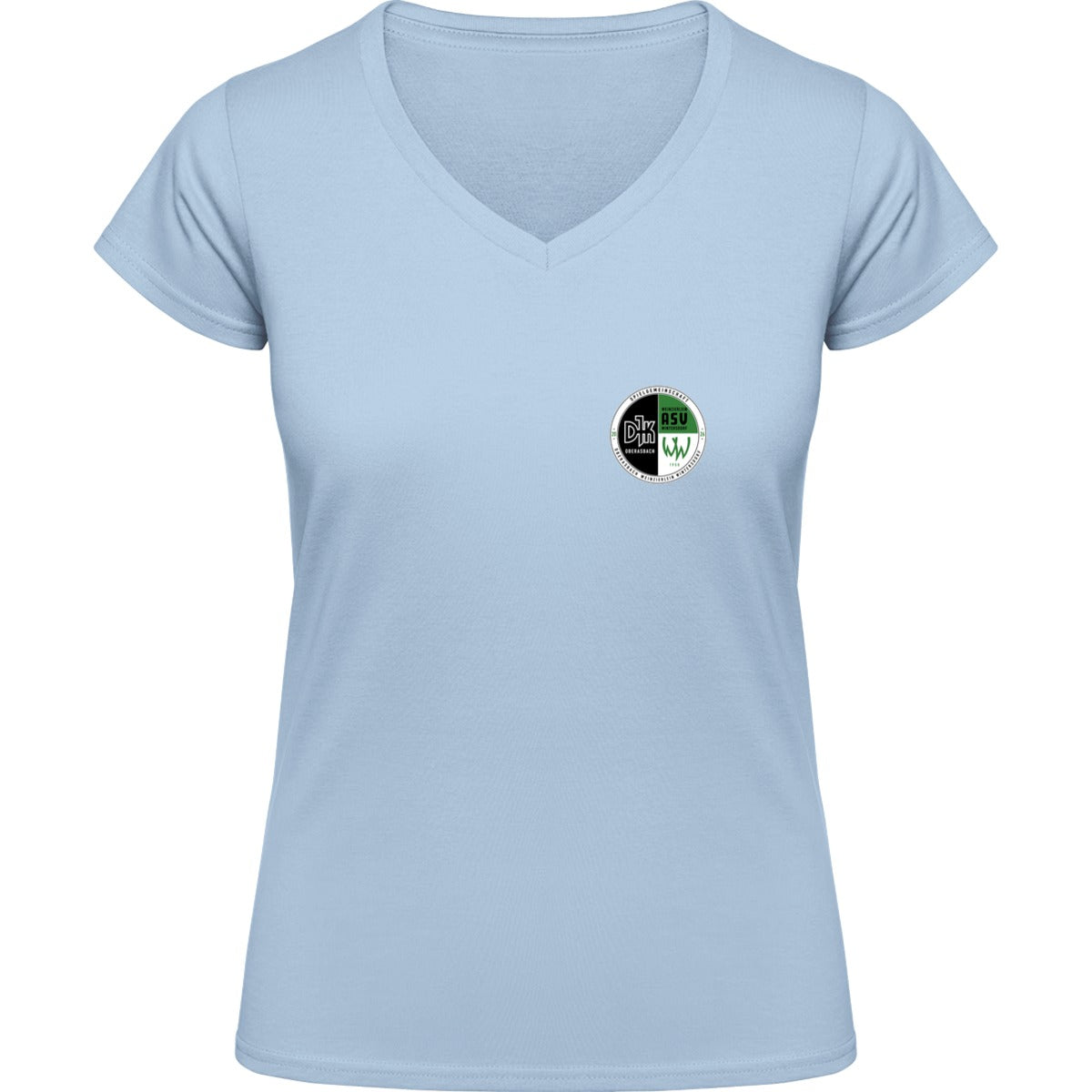 NO. 126 HAKRO DAMEN V-SHIRT CLASSIC – Vereinslogo herzseitig Eisblau Vorderseite