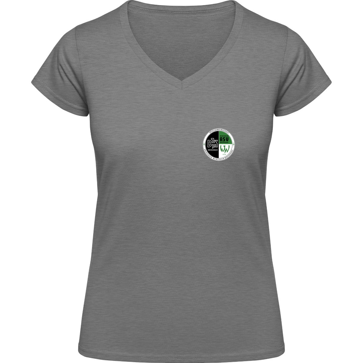 NO. 126 HAKRO DAMEN V-SHIRT CLASSIC – Vereinslogo herzseitig Grau Meliert Vorderseite